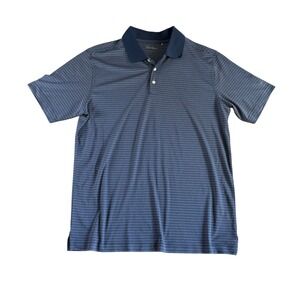 Walter Hagen Essentials Mens Blue Striped Short Sleeve Golf Polo Shirt - Large